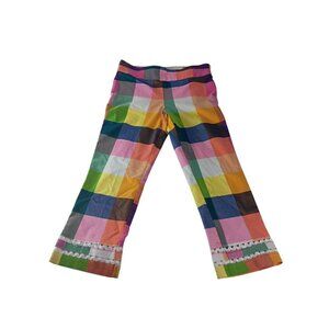 Crown & Ivy Womens Cropped Pants Multicolor Plaid Bootcut Stretch Trousers 12